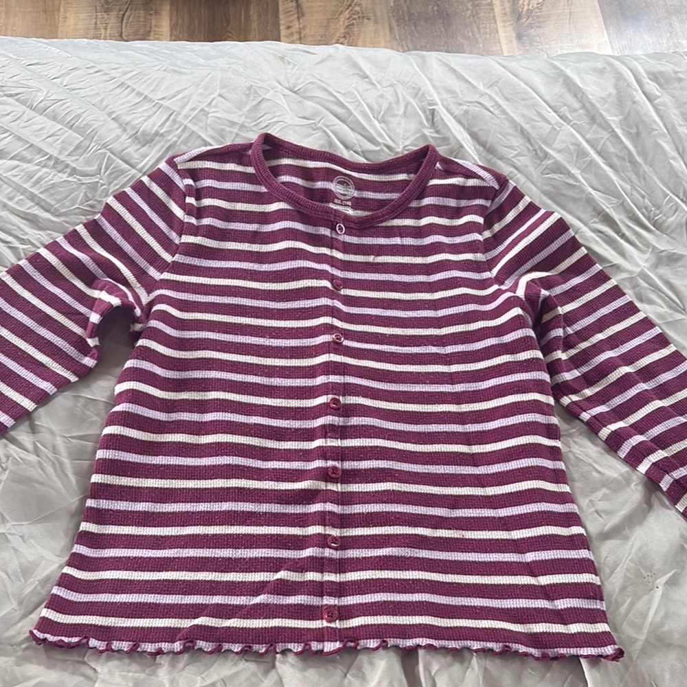 Striped Purple and White Button-Up